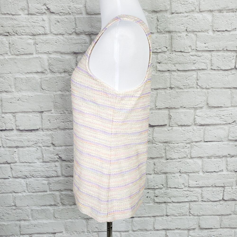 Vintage 70s Pastel Stripe Textured Sleeveless Scoop Neck Blouse Top Size L 1970s - Picture 9 of 13